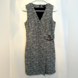 Ann Taylor petite faux-wrap tweed mini dress